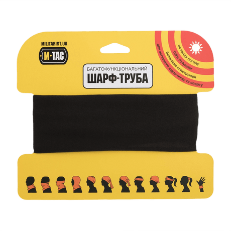 M-Tac Let Tubehalstørklæde i sort, alsidigt 100% polyester tilbehør, kan bruges som balaklava, bandana, hue, tørklæde m.m.