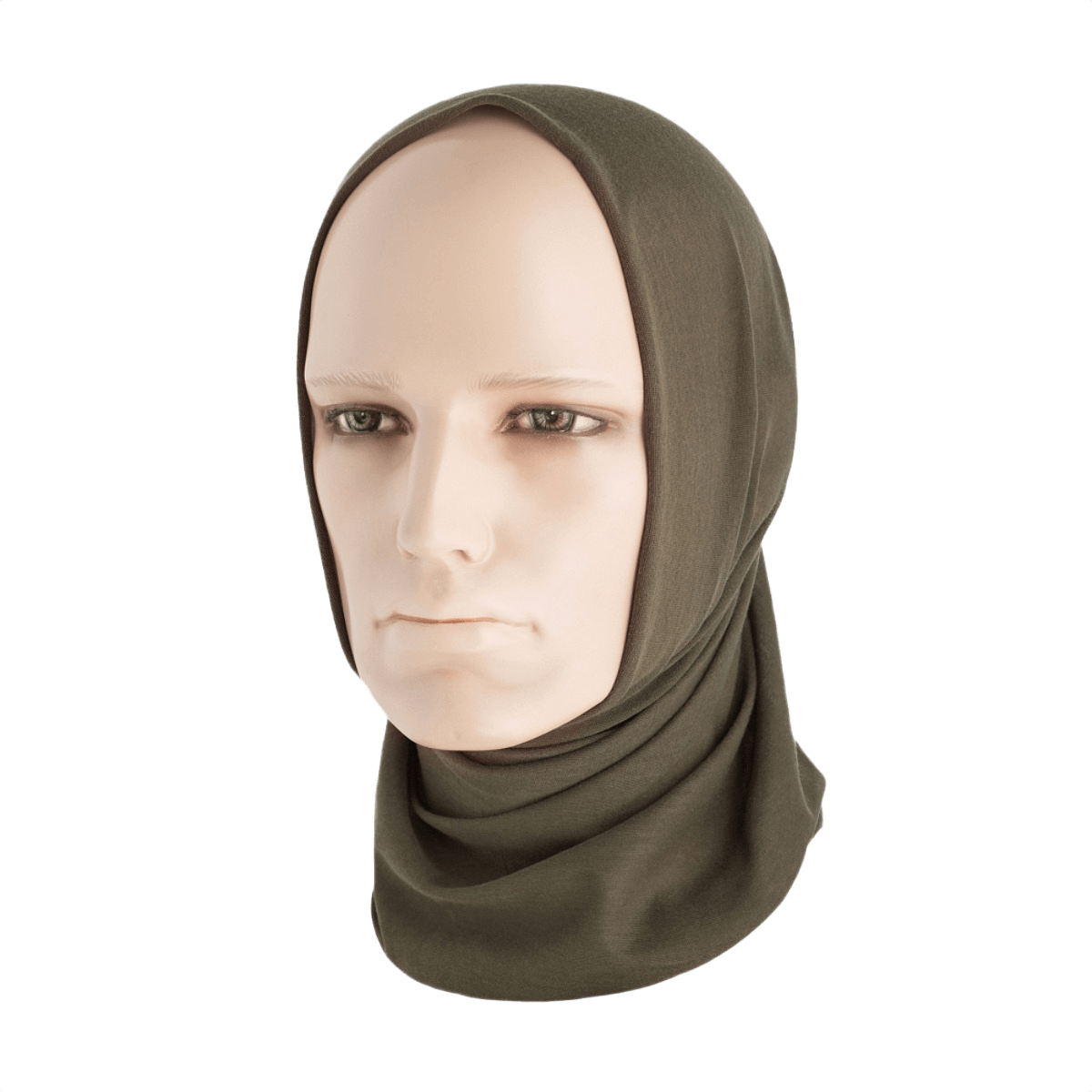 M-Tac Let Tubehalstørklæde vist som balaklava på mannequinhoved, lavet af hurtigtørrende 100% polyester, ideelt til alsidigt brug.