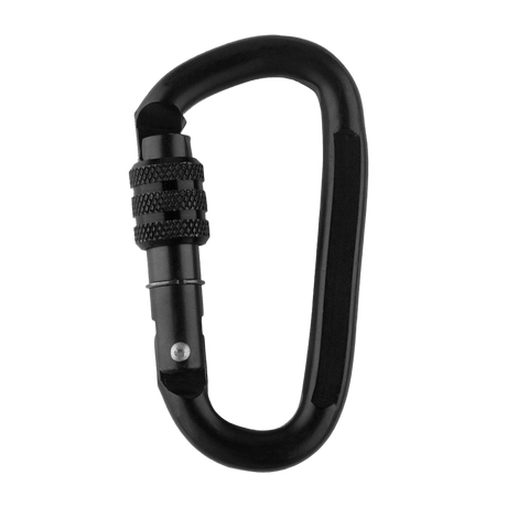 Sort M-Tac Karabinhage 10 cm i trapezformet design lavet af 40Cr legeret stål, ideel til reb og slynger