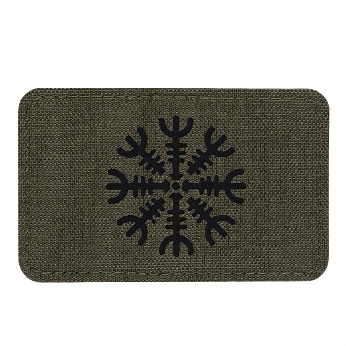 M-Tac Patch Helm of Horror Vandret Laser Cut med ægishjálmur design, holdbar Cordura 500D med Velcro fastgørelse, 80x50 mm