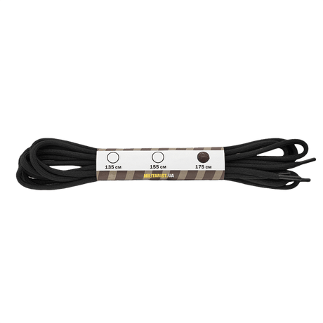 M-Tac Snørebånd med Impregnering - Sort nylon snørebånd, øget slidstyrke og vandafvisende, ideelt til sko og taktisk fodtøj.