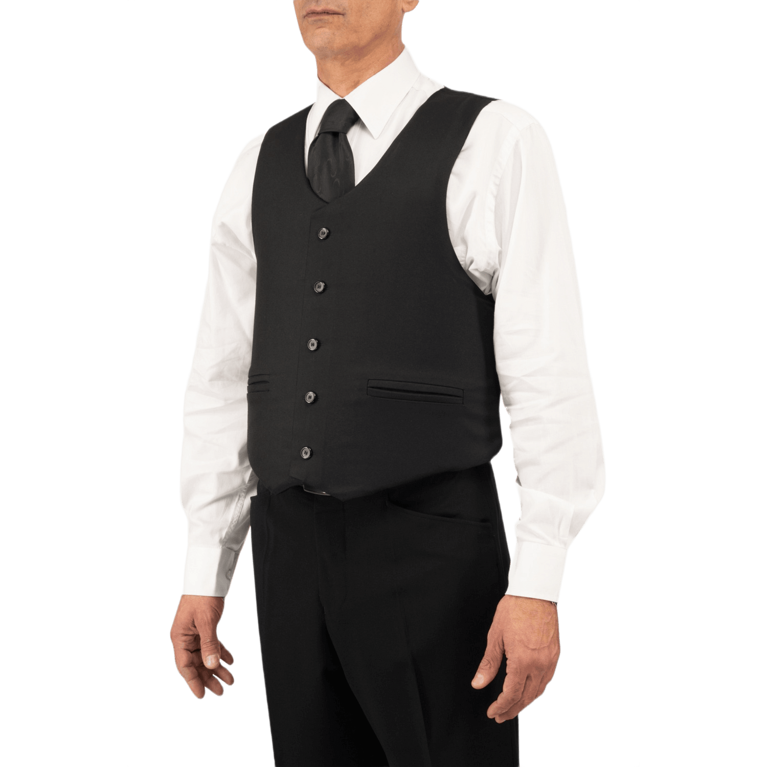 Mand iført Anorak Rhodium® VIP I Stik & Skudsikker Vest, designet til diskretion og sikkerhed i jakkesætsstil.