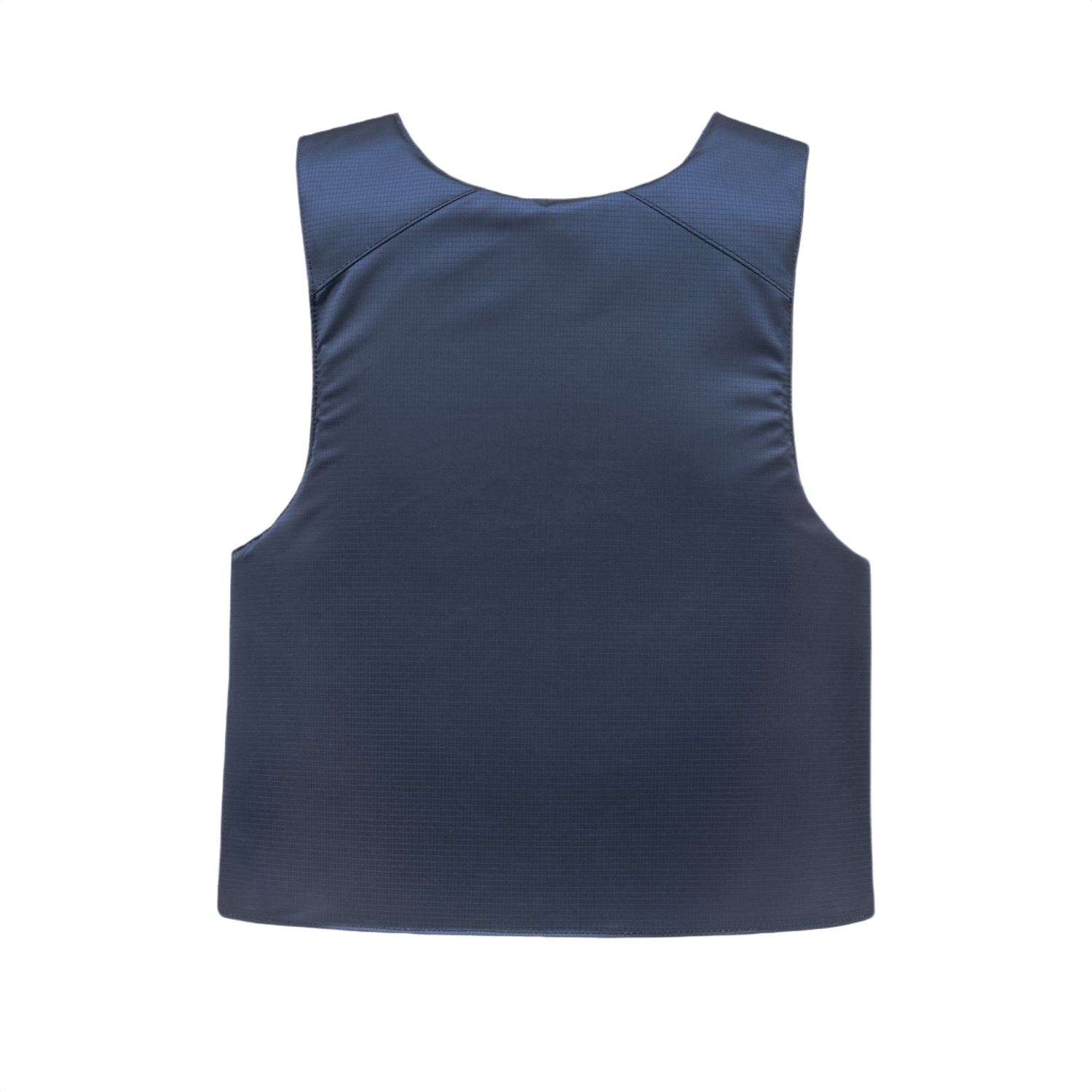 Anorak Niobium® Concealable IV Stik & Skudsikker Vest set bagfra i blåt rip-stop stof, tilbyder diskret multi-trussel beskyttelse.