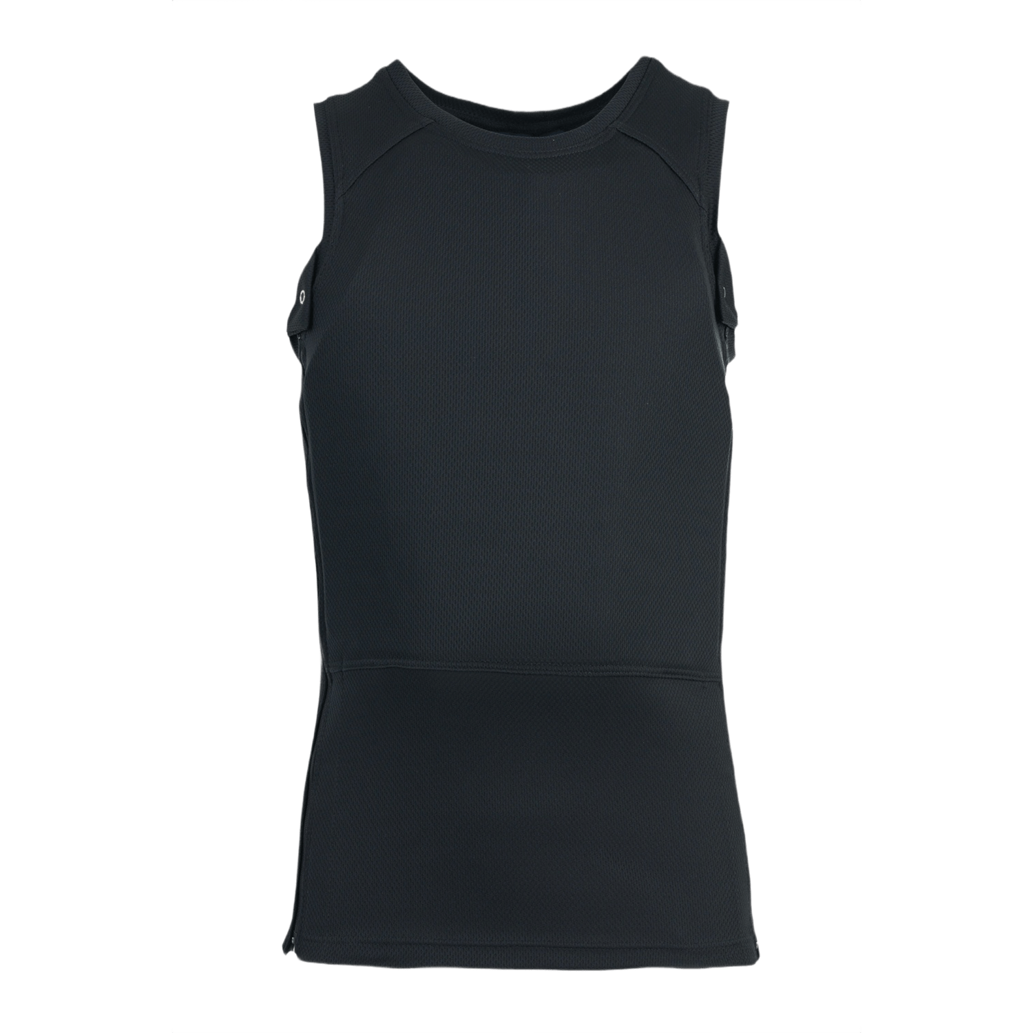 Anorak Rhodium® Undershirt II, sort blød skudsikker vest med niveau IIIA-beskyttelse, designet til skjult under en skjorte.