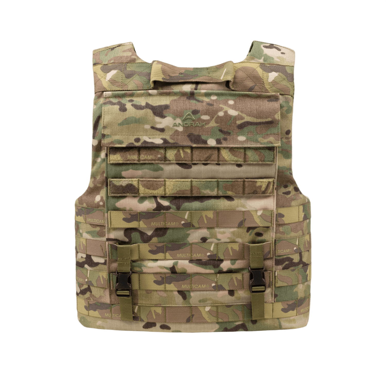 Anorak Tactical III Cover MultiCam® front view showcasing CORDURA® design and 3D SPACER Coolmax® fresh-foring for durability and breathability.