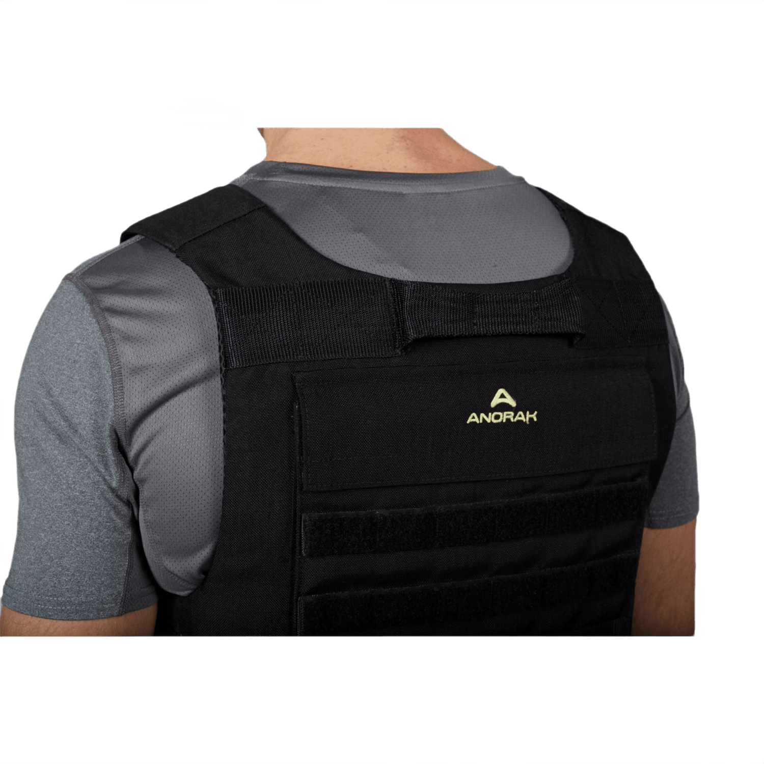 Anorak Titanium® Tactical I Stik & Skudsikker Vest set bagfra, viser ergonomisk design og NIJ niveau IIIA beskyttelse.
