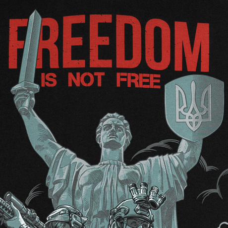 Illustration af monument med teksten 'Freedom is not free' understreger budskabet om frihedens omkostninger.