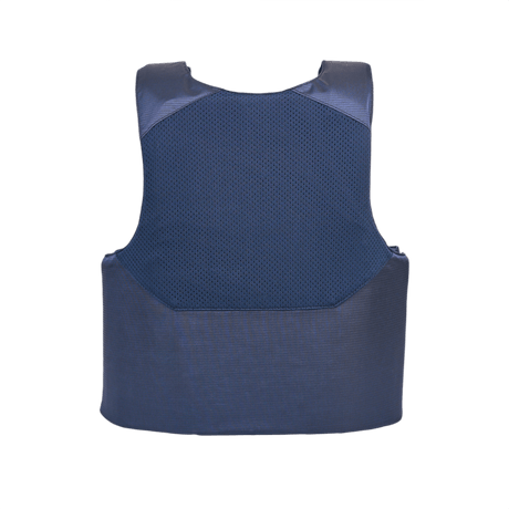 Anorak Topaz® Concealable I Stiksikker Vest i marineblå visning, Level 1 NIJ 0115.00 STD kniv- og spidssikker vest bagpå.