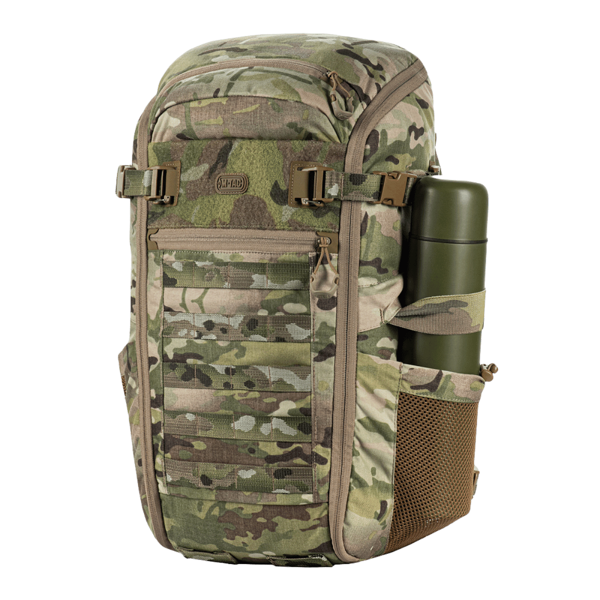 M-Tac Rygsæk Gen. II Elite – Small i camouflage med MOLLE-paneler og mesh-lommer, ideel til sikker opbevaring og nem pakning.