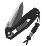 M-Tac Lanyard Skandinavisk Small Triquetra fastgjort til en foldekniv med dekorativ perle og paracord design.