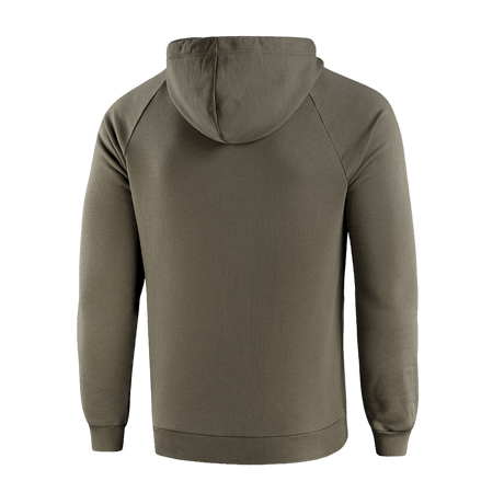 M-Tac Hættetrøje Cotton Raglan i 100% bomuld, set bagfra, med raglanærmer og hætte for komfort og stil i hverdagen.
