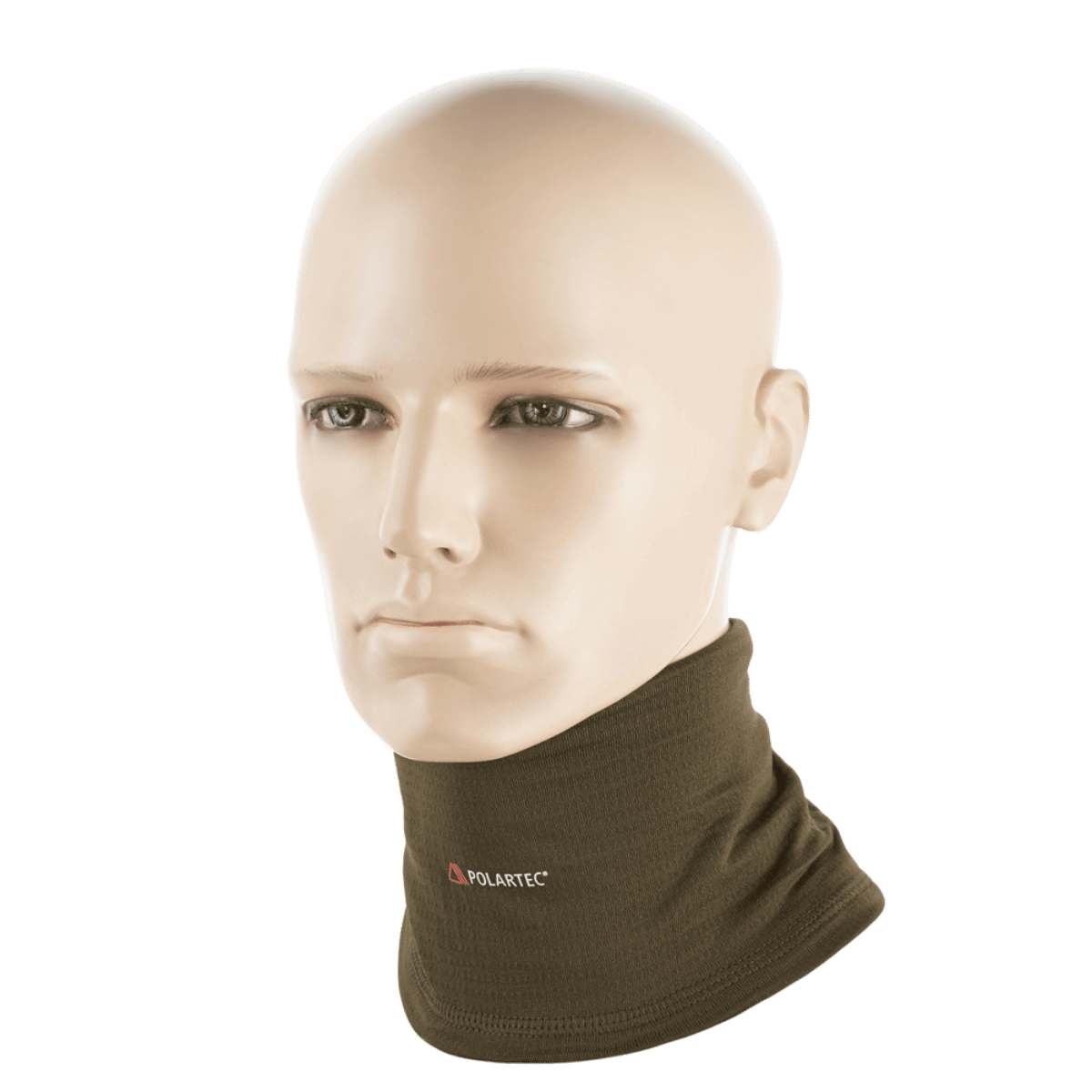 M-Tac Tube Scarf Polartec Power Grid halsrør i brun på mannequinhoved, beskytter mod vind og kulde, lavet af slidstærkt Polartec materiale.