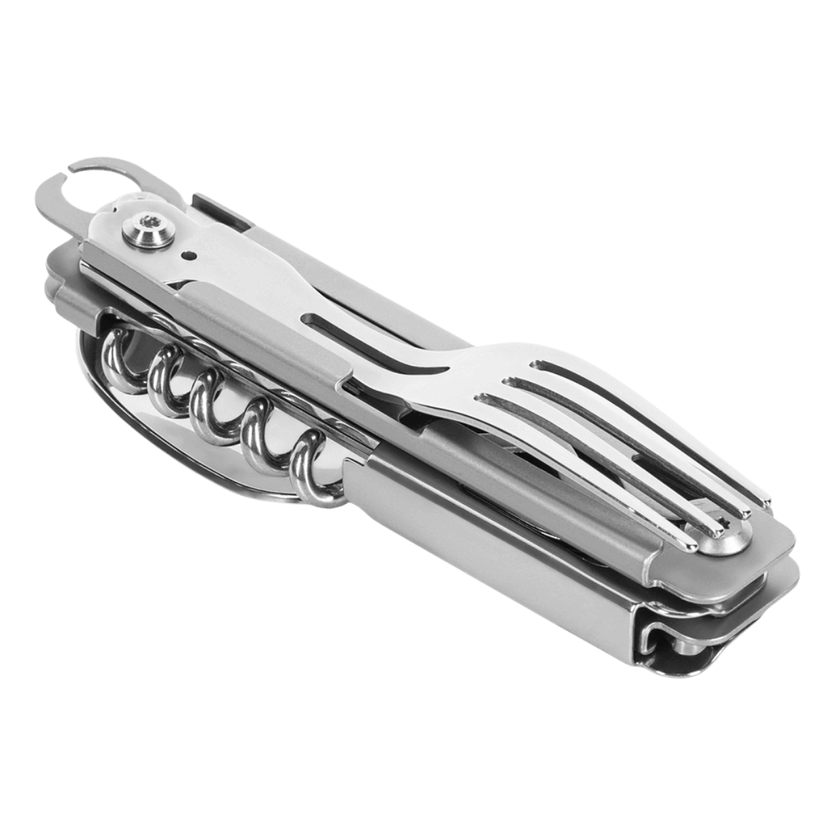 M-Tac Spork Bestiksæt med Karabinhage, kompakt feltbestik til camping og vandreture med ske, gaffel og flaskeåbner funktioner.