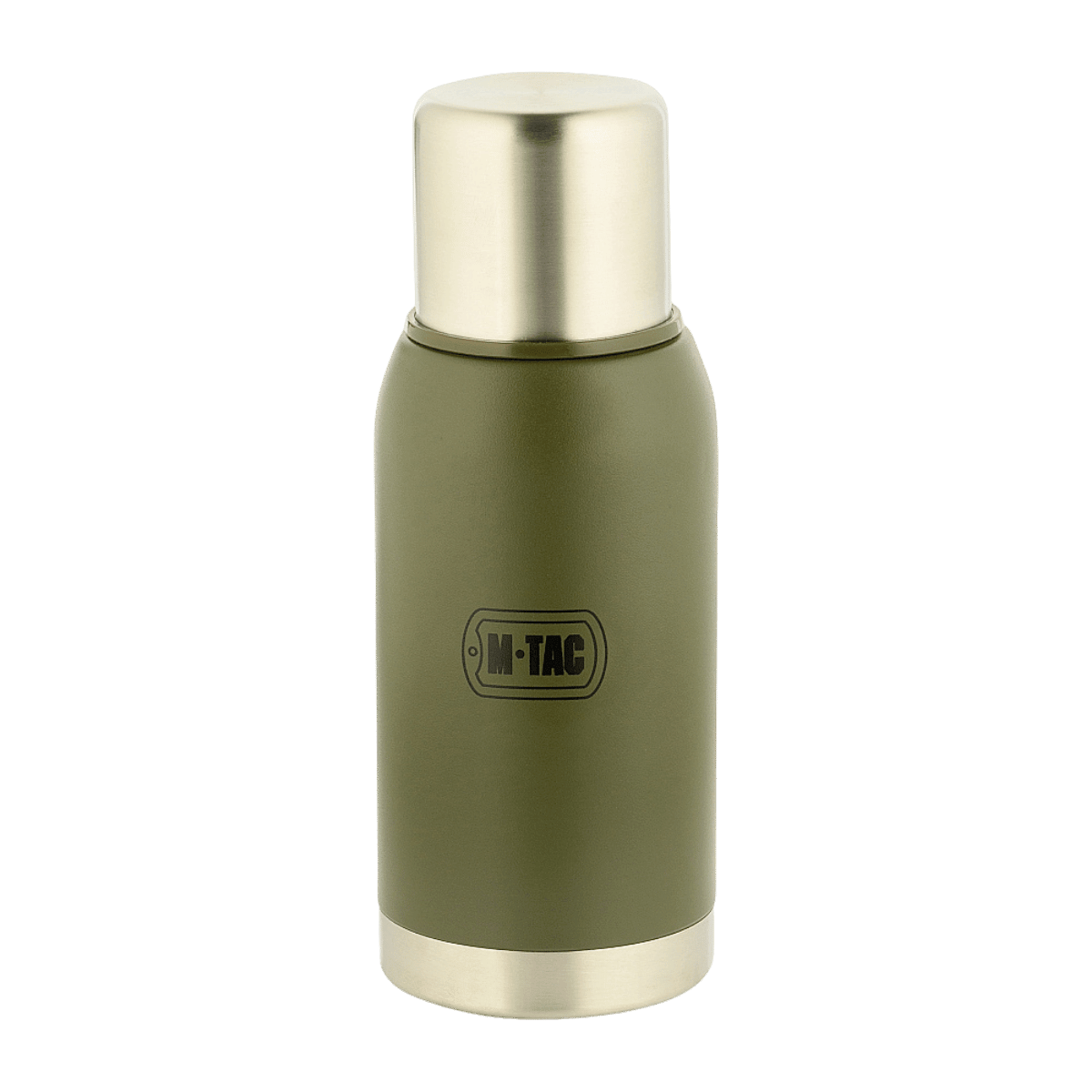 M-Tac Termoflaske Type 2 0.75L i olivengrøn, ideel til camping og ture, dobbeltvægget vakuum for optimal temperaturkontrol.