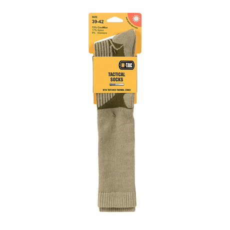 M-Tac Coolmax 75% XLong Sokker i beige for maksimal komfort og åndbarhed med tætsiddende elastik og fremragende termoregulation.