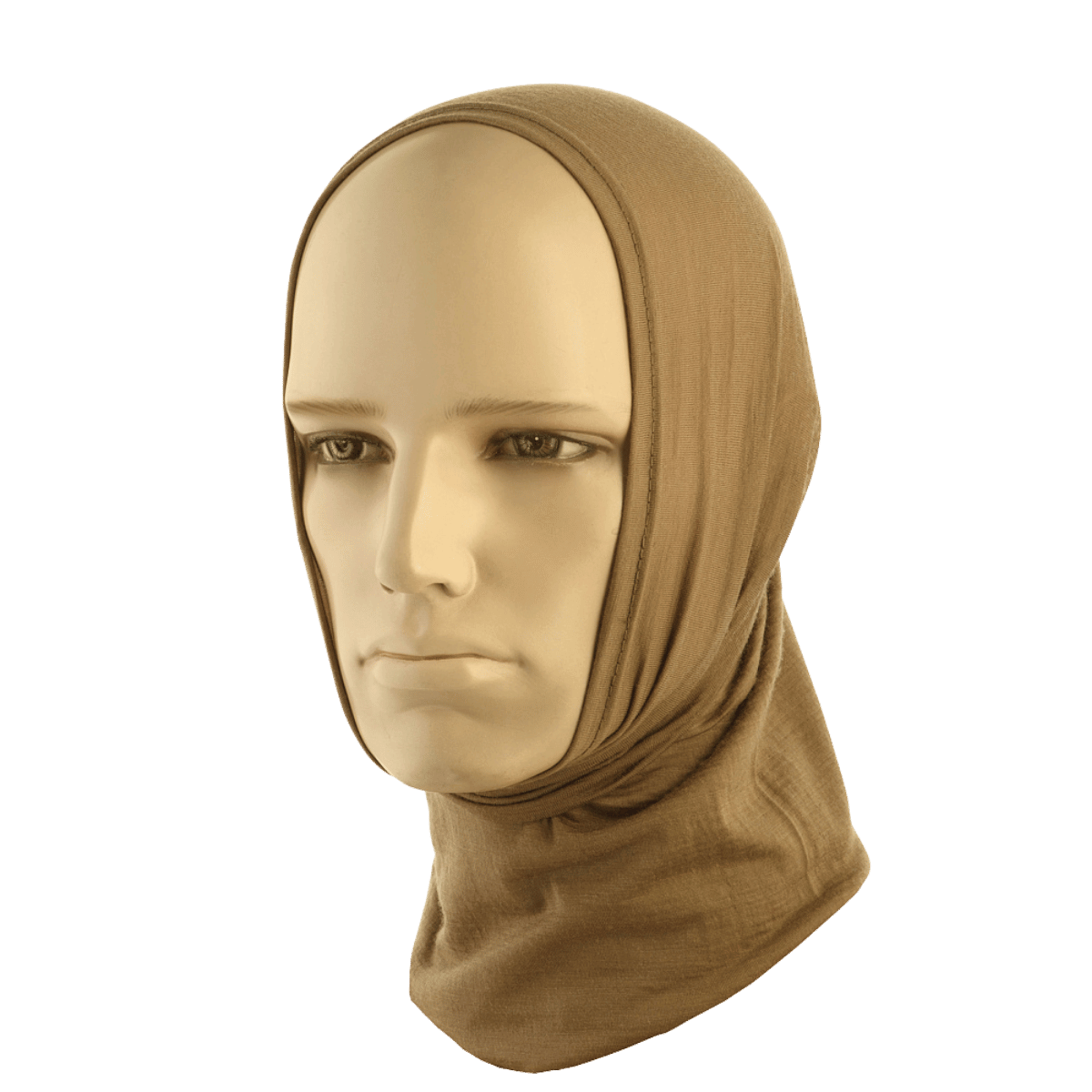 M-Tac Tubehalstørklæde i Merinould i brun, multifunktionelt design til isolering og komfort, båret som underhjelmshue