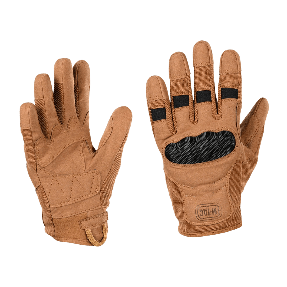 M-Tac Handsker Assault Tactical Mk.6 i syntetisk ruskind med forstærkede kno-pads og non-slip overflade til taktisk brug.