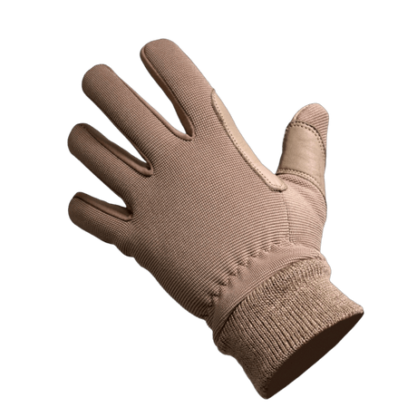 M-Tac Handsker Assault Tactical Mk.8 i brunt syntetisk materiale og læder med elastiske manchetter for taktisk brug.