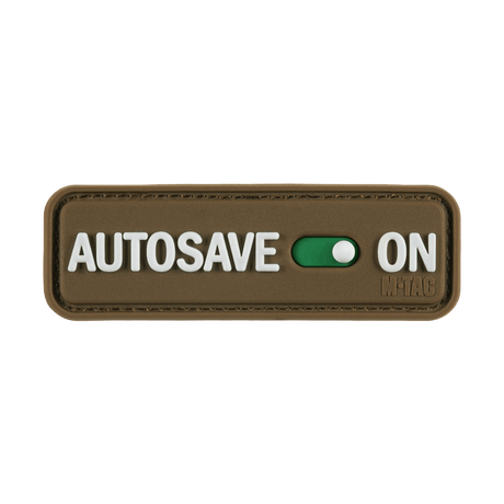 M-Tac Patch Autosave PVC i fuld farve med Velcro, 3D-effekt i PVC-materiale, ideel til tøj eller taktisk udstyr, 8x2,5 cm