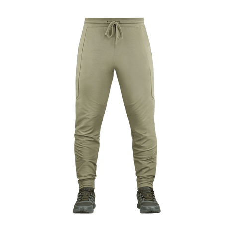 M-Tac Bukser Stealth Active sportbukser i lys brun farve med elastisk talje og lommer, ideelle til løb og fitness.