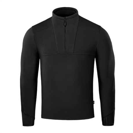 M-Tac Centurion Microfleece Jakke i sort, designet til varme og bevægelse med YKK-lynlås og forstærkede skuldre.