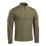 M-Tac Centurion Microfleece Jakke i olivengrøn, designet til varme og bevægelighed med YKK-lynlås og forstærkede skuldre.