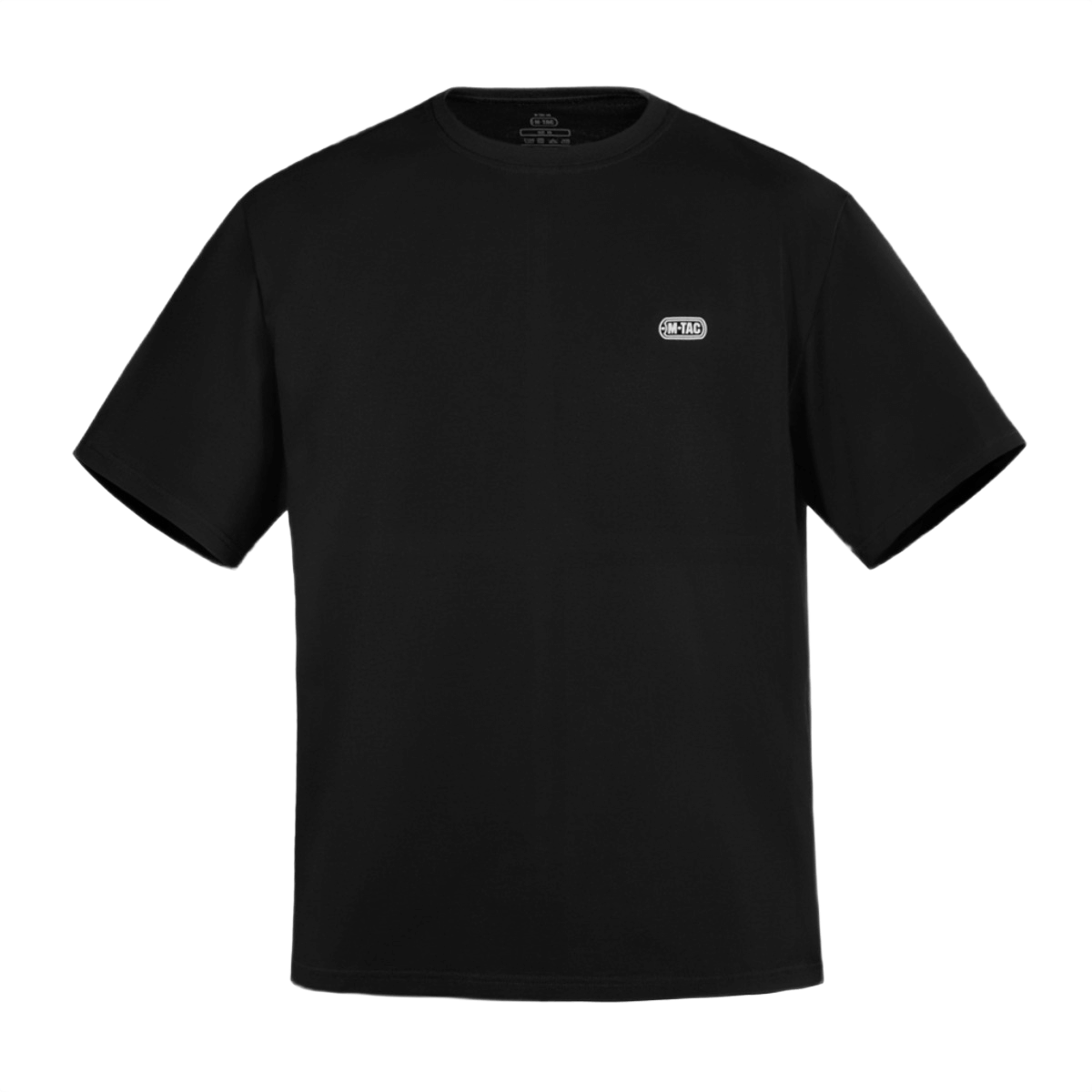M-Tac Cotton HARD T-shirt i sort med reflekterende logo på brystet, oversize pasform, lavet af 100% bomuld.