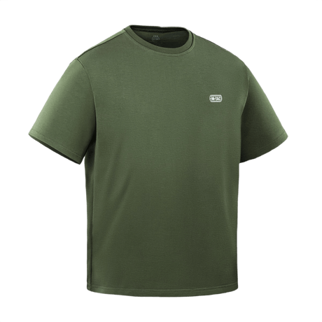 M-Tac Cotton HARD T-shirt i olivengrøn fremhæver oversize design og komfort i åndbart, hypoallergen bomuld med reflekslogo.