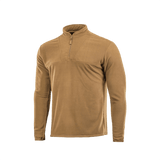 M-Tac Delta Fleece Jakke i en lys brun farve, let og varm med tommelhuller i ærmerne, ideel til udendørs aktiviteter i koldt vejr.
