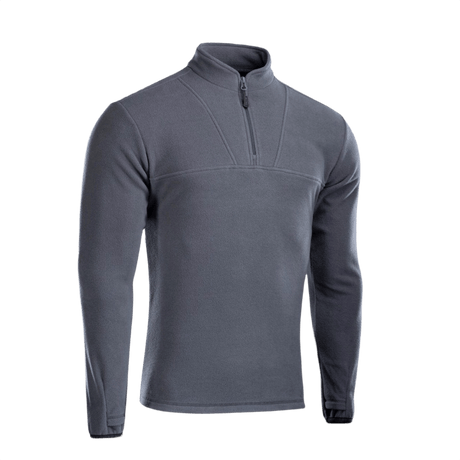 M-Tac Delta Fleece Jakke i gråt, praktisk design med tommelhuller, ideel til udendørs aktiviteter i koldt vejr.