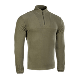 M-Tac Delta Fleece Jakke i olivengrøn, komfortabel pullover til koldt vejr med tommelhuller, ideel til aktive udendørs aktiviteter