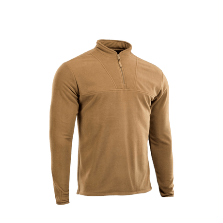 M-Tac Delta Fleece Jakke i brun, let og varm, ideel til udendørs aktiviteter, med tommelhuller til ekstra komfort i koldt vejr.