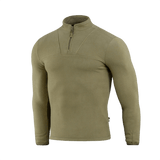 M-Tac Delta Fleece Jakke i oliven, komfortabel fleece til udendørs aktiviteter med tommelhuller til varme, let og åndbar.