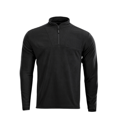 Sort M-Tac Delta Fleece Jakke med lynlås og tommelhuller, ideel til udendørs aktiviteter i koldt vejr.