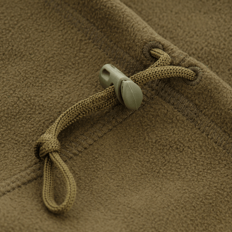 M-Tac Fleece Neck Gaiter med Snor i brun, detaljeret visning med justerbar snor for tilpasning i koldt vejr.