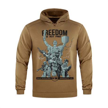 M-Tac Hoodie Freedom med militær tema og justerbar hætte, ideel til hverdagsbrug og friluftsliv. Komfortabel og slidstærk design
