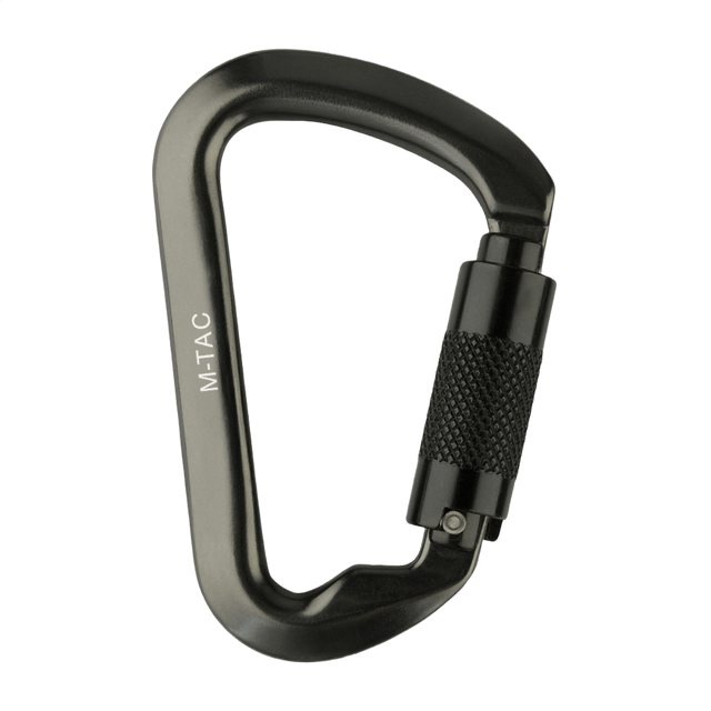 M-Tac Key-Lock Karabinhage i aluminium til klatring, sikkerhed og UIAA-knuder, automatisk lås, CE-certificeret, 30 kN belastning.
