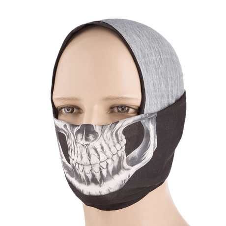 M-Tac Let Tubehalstørklæde Reaper Skull, multifunktionelt tørklæde af 100% polyester, vist som ansigtsmaske med kranieprint, perfekt til udendørs brug.
