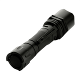 Sort M-Tac Lommelygte M22-C med fokuseret LED-lys og taktiske funktioner i aluminium.