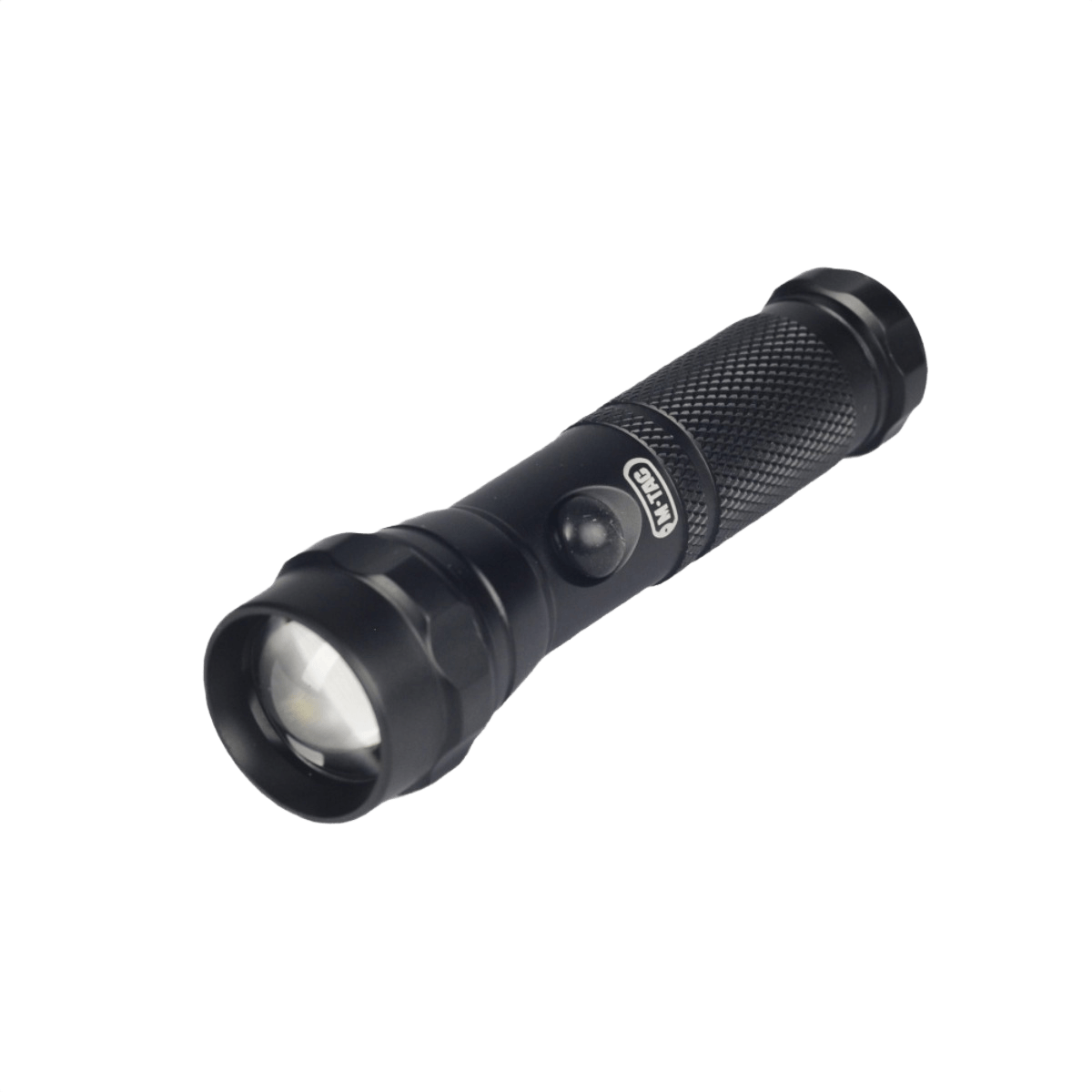 M-Tac Lommelygte UX11 i sort aluminium med justerbar lysstråle. Kompakt og højtydende, perfekt til fleksibel belysning i alle situationer.