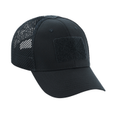 M-Tac Mesh Flex Ripstop Baseball Cap med Velcro i sort med mesh-paneler og justerbar pasform, perfekt til sommer og taktisk brug.