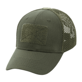 M-Tac Mesh Flex Ripstop Baseball Cap med Velcro i grøn med ventilationspaneler og justerbar pasform, perfekt til sommer og taktisk brug.