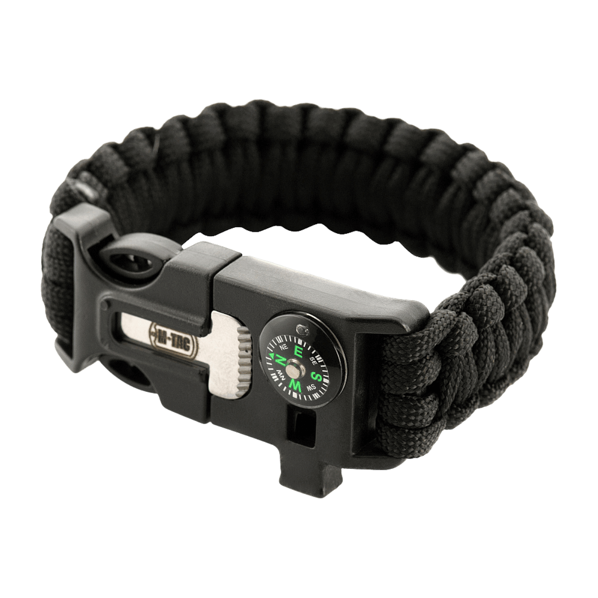 M-Tac Paracord Armbånd med Ildstarter, Kompas og Fløjte til friluftsliv og overlevelse.