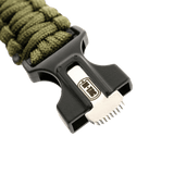 M-Tac Paracord Armbånd med Ildstarter, Kompas og Fløjte, stærk spænde, klar til friluftsliv og overlevelse.