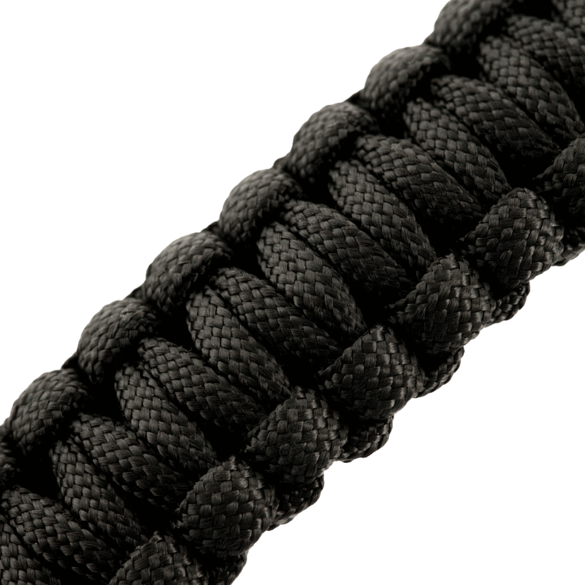 M-Tac Paracord Armbånd med Ildstarter, Kompas og Fløjte i sort tæt vævet design til overlevelse og friluftsliv.