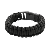 Sort M-Tac Paracord Armbånd med stærk og let reb til overlevelsesbrug, ideel til friluftsliv og militærinspireret stil.