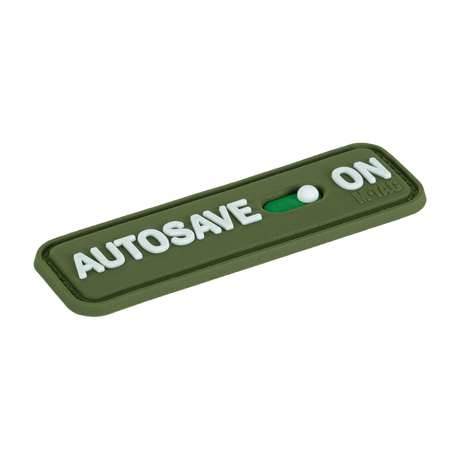 M-Tac Patch Autosave PVC i fuld farve 3D-design, lavet af PVC med velcro på bagsiden, perfekt til tøj eller taktisk udstyr.