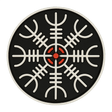 M-Tac Patch Egeshjelm 3D PVC med Helm of Terror symbol i sort, rød og hvid, gummi med Velcro, diameter 55 mm, til uniform eller taske.