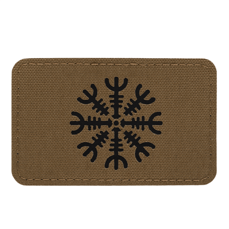 M-Tac Patch Helm of Horror Vandret Laser Cut i holdbar Cordura 500D med ægishjálmur design, ideel til uniform eller taktisk udstyr.