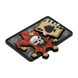 M-Tac Patch Joker Skull 3D PVC, taktisk morale patch med joker og dødskort, lavet af PVC med 3D-effekt og velcro til fastgørelse, 78x55mm.